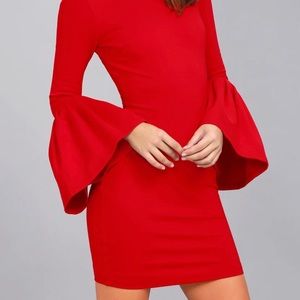 Perfect Holiday Dress! Red Long Sleeve Bodycon dress